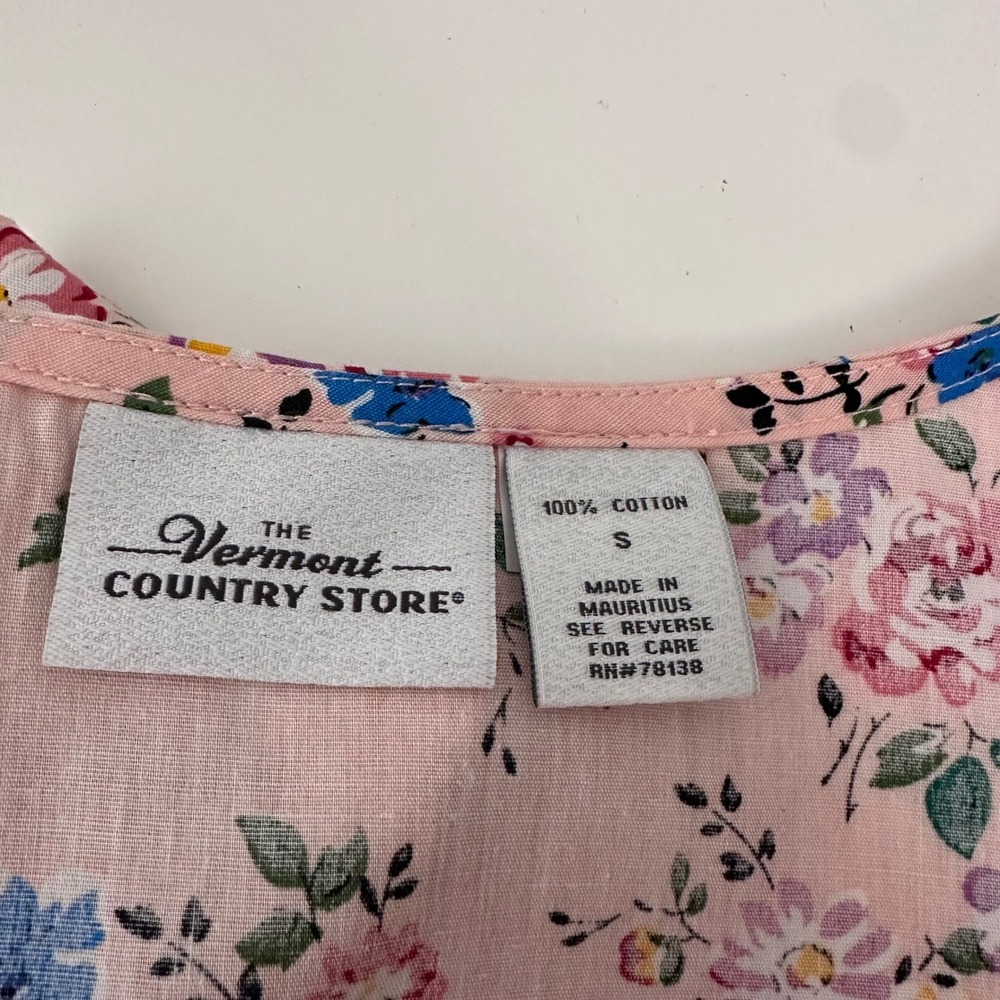 Vermont Country Store Pink Floral Cotton Button Front Midi Dress Pockets S - Picture 8 of 10